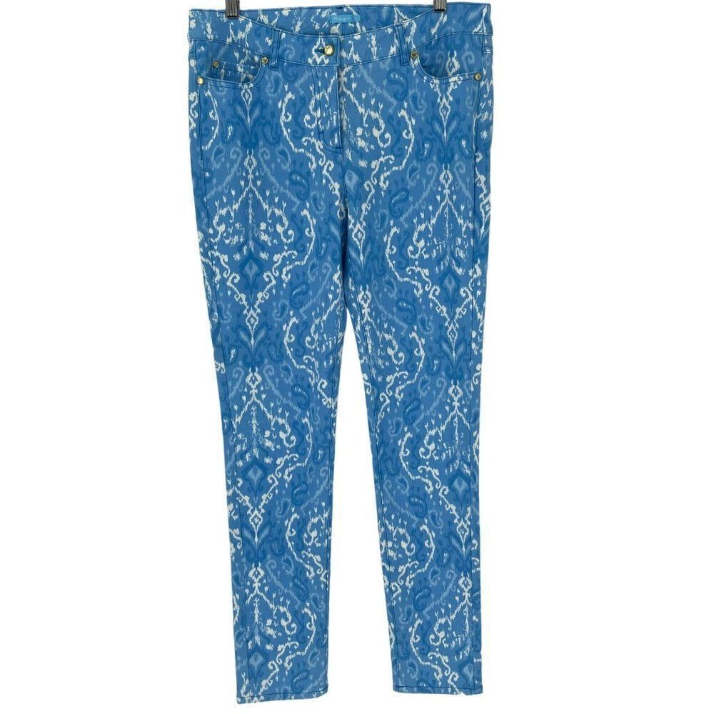 J. McLaughlin Lexi Jeans Slim Straight Leg Stretch Women 10 Blue White